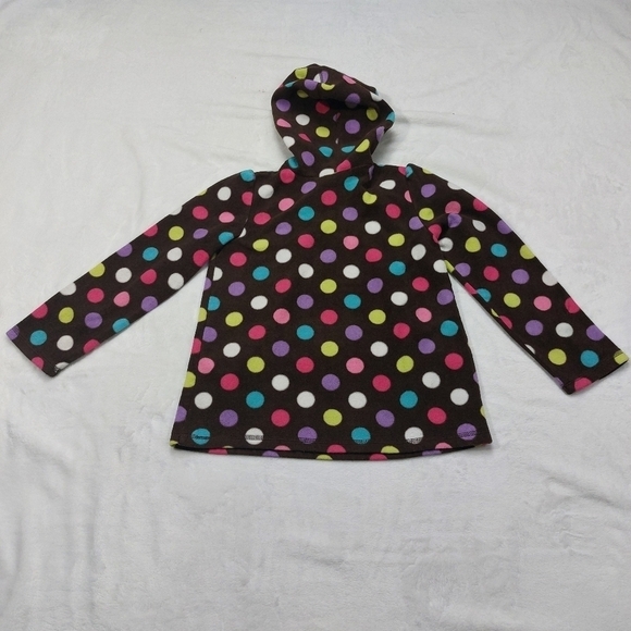 JUMPING BEANS GIRLS BROWN POLKA DOT FLEECE HOODED LONG SLEEVE SHIRT SIZE 6X - Picture 2 of 6